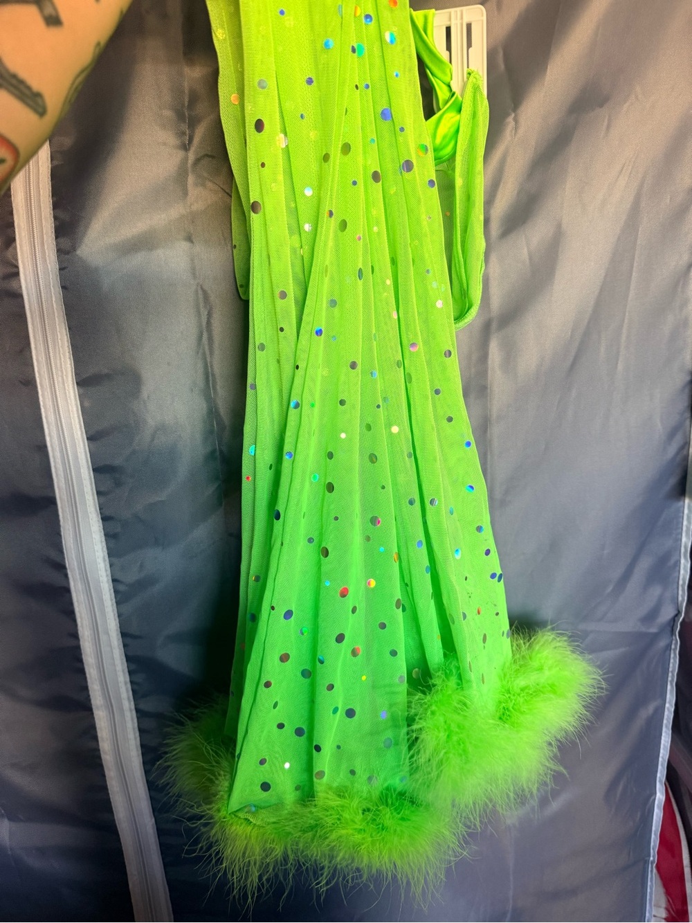 Green sequin chaps